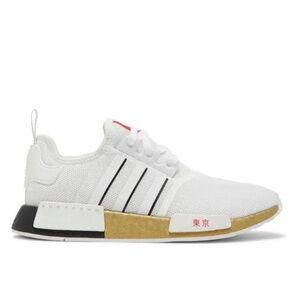 Adidas NMD R1 White with Gold and Red Accents